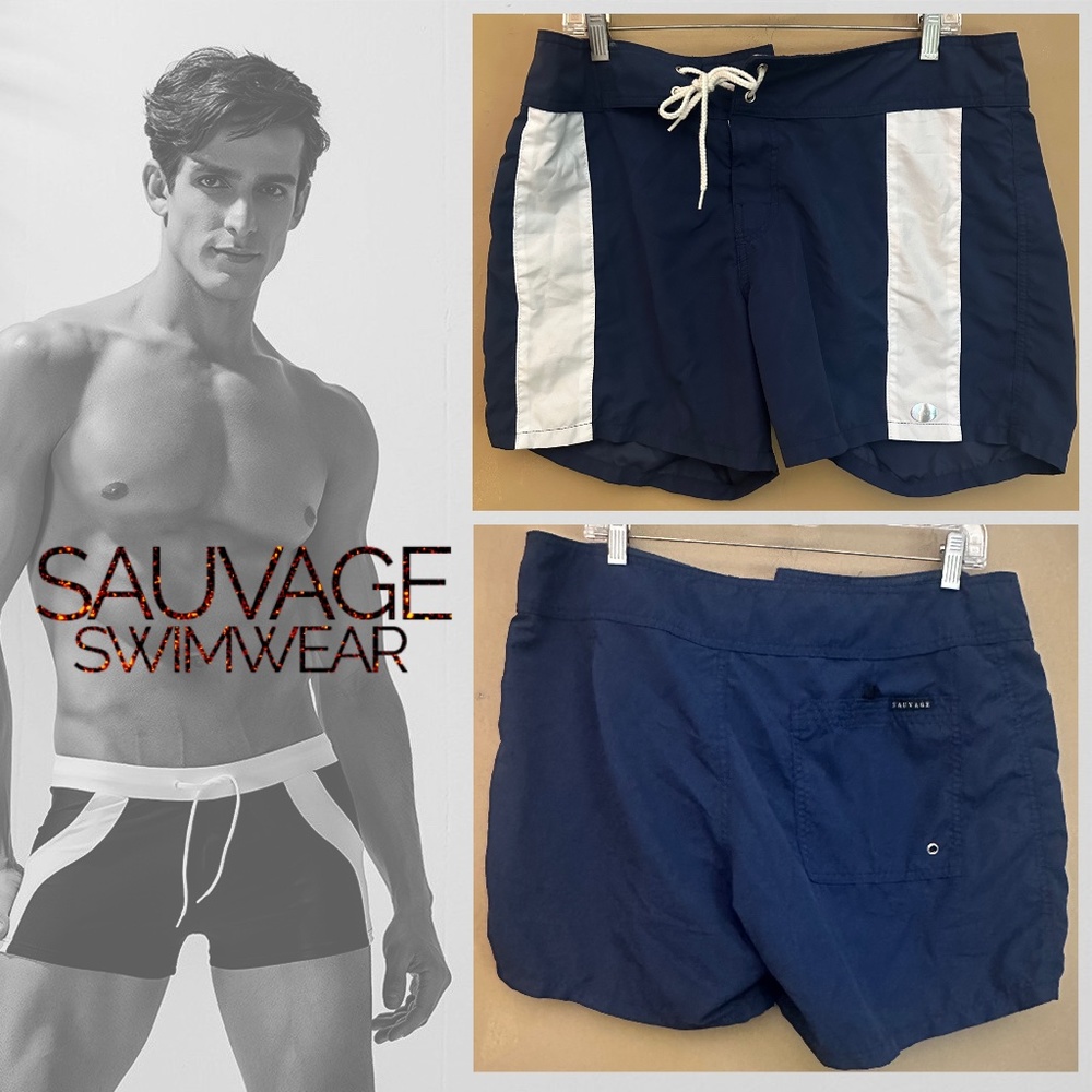 Sauvage Swim Trunks 36" waist 5" inseam Gently worn 100% nylon Unlined